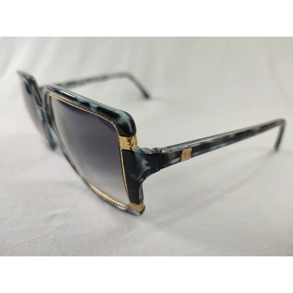 Vintage Ted Lapidus‎ Paris TL 15 09 Sunglasses 1970s France Grey Gold Oversized